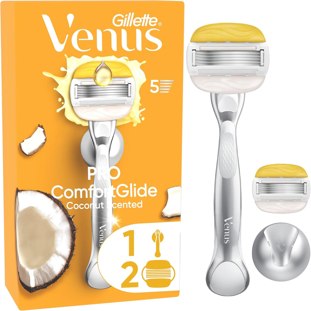 GILLETTE VENUS PRO COMFORT GLIDE COCONUT RASOIO + 2 RICARICHE