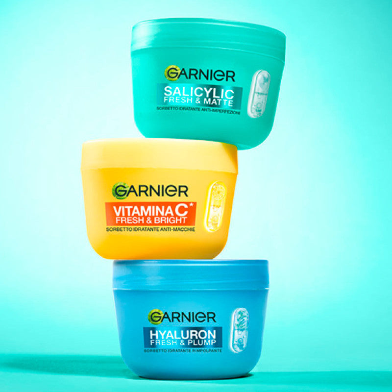 KIT 3 PEZZI GARNIER CREMA VISO SORBETTO 85ml VITAMINA C, HYALURON, SALICYLIC