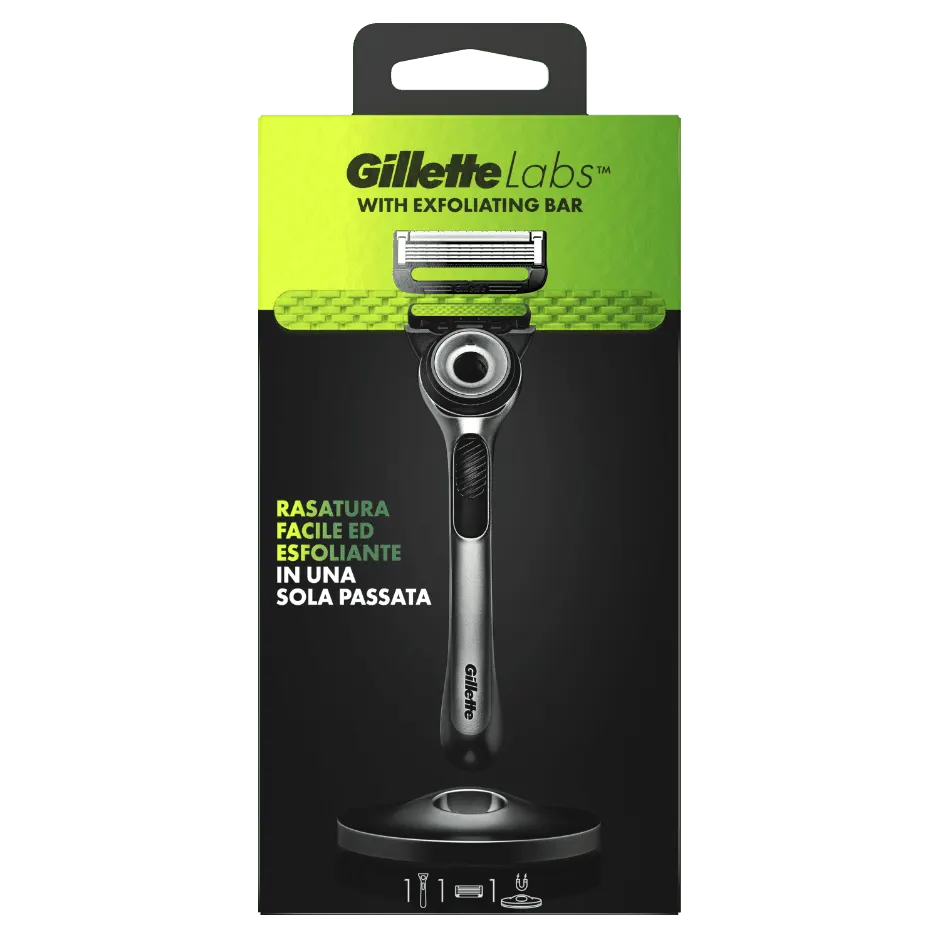 GILLETTE LABS RASOIO COMPLETO CON BARRA INTEGRATA SILVER