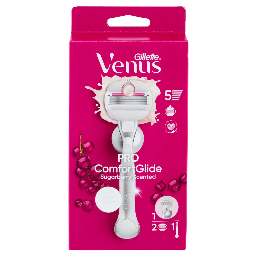 GILLETTE VENUS COMFORT GLIDE SUGARBERRY SCENTED RASOIO + 2 RICAMBI