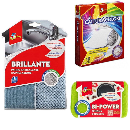 KIT CASA SUPERFIVE SPUGNA+PANNO ANTICALCARE+CATTURACOLORI