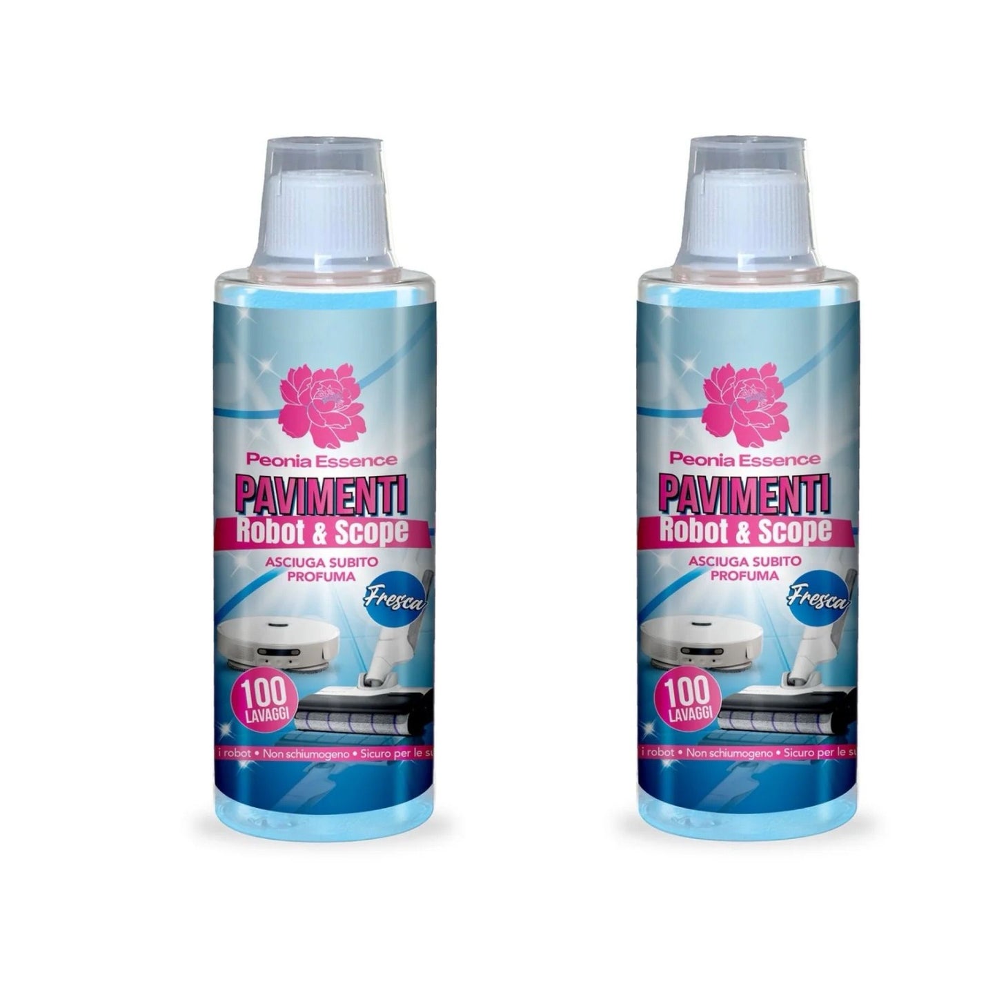 KIT 2 PEZZI PEONIA ESSENCE PAVIMENTI ROBOT & SCOPE 500ml 100 LAVAGGI