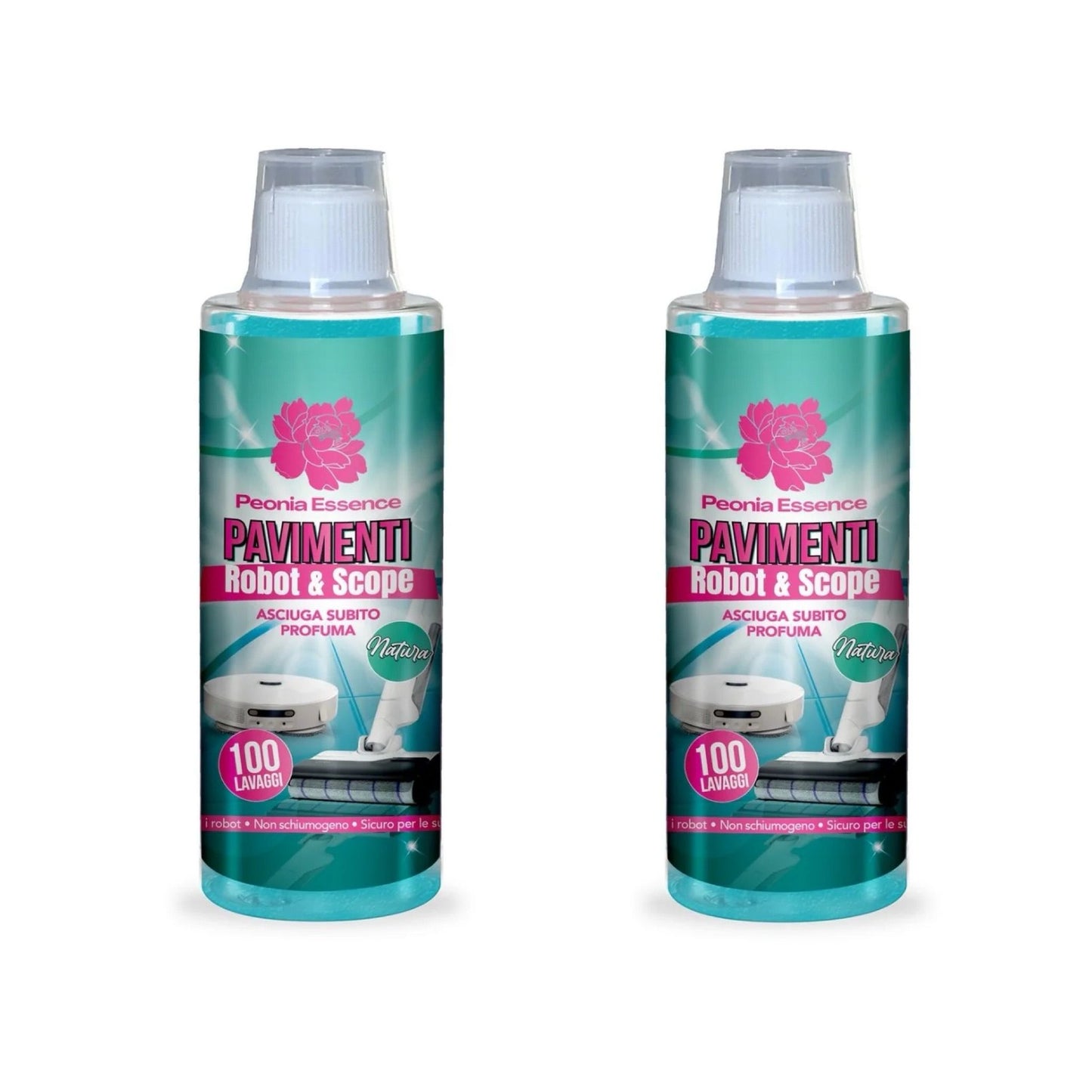 KIT 2 PEZZI PEONIA ESSENCE PAVIMENTI ROBOT & SCOPE 500ml 100 LAVAGGI