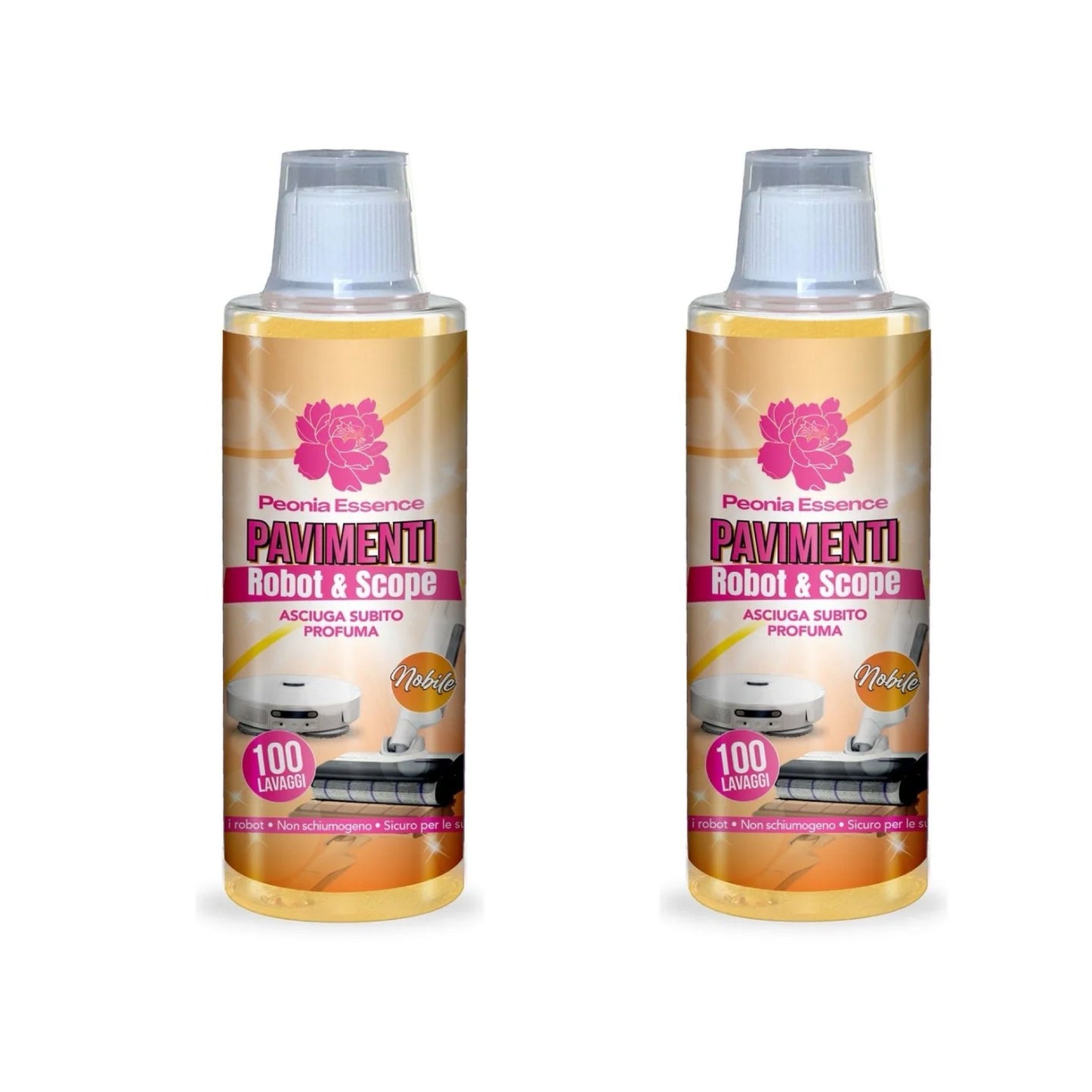 KIT 2 PEZZI PEONIA ESSENCE PAVIMENTI ROBOT & SCOPE 500ml 100 LAVAGGI